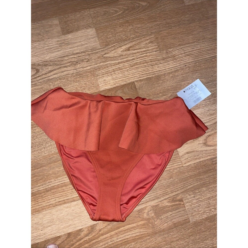 Vince Camuto Women's Skirted High-Leg Bikini Bottoms Orange Size Medium NWT $74 - Picture 3 of 6